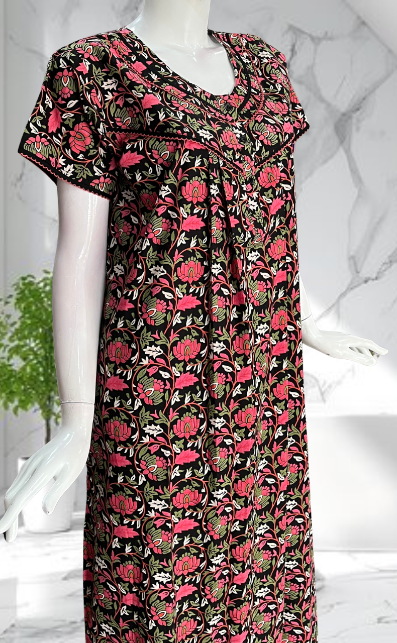 Black Garden Pure Cotton Nighty. Pure Durable Cotton | Laces and Frills