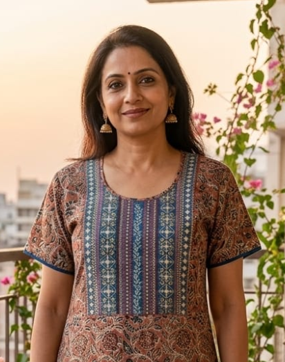 Onion Pink Kalamkari Pure Cotton Nighty. Pure Durable Cotton | Laces and Frills - Laces and Frills