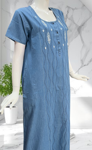 Light Blue Denim Nighty. Denim Cotton | Laces and Frills - Laces and Frills