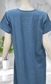 Light Blue Denim Nighty. Denim Cotton | Laces and Frills - Laces and Frills