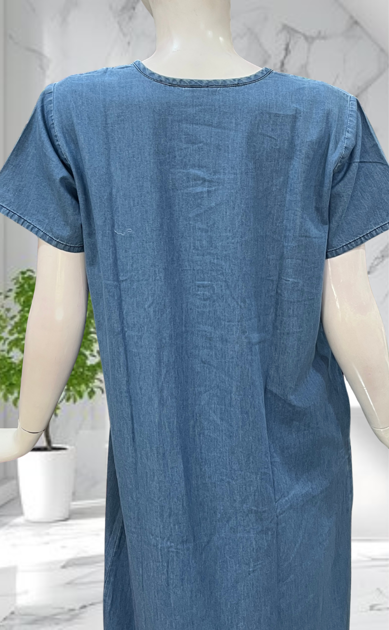 Light Blue Denim Nighty. Denim Cotton | Laces and Frills - Laces and Frills