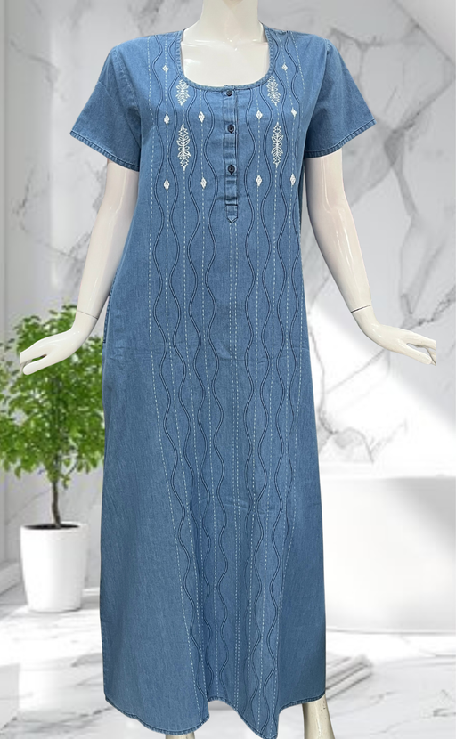 Light Blue Denim Nighty. Denim Cotton | Laces and Frills - Laces and Frills