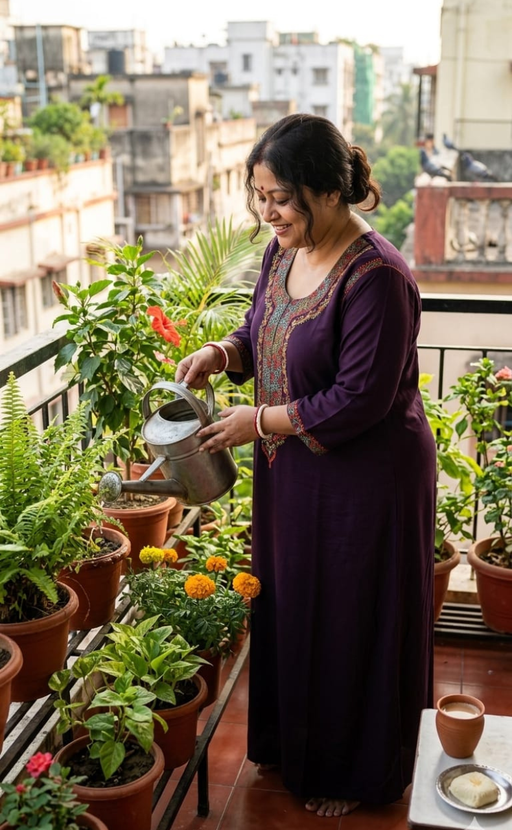 Dark Violet Bhopali Embroidery Soft Cotton Long Sleeves Nighty. Soft Breathable Fabric | Laces and Frills - Laces and Frills