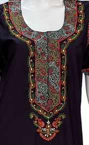 Violet Bhopali Embroidery Soft Cotton Nighty. Soft Breathable Fabric | Laces and Frills - Laces and Frills