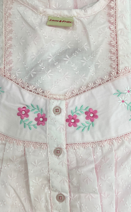 Baby Pink Floral Boutique Cotton Nighty . Pure Durable Cotton | Laces and Frills - Laces and Frills