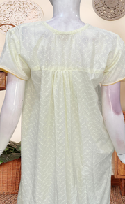 Light Yellow Floral Boutique Cotton Nighty . Pure Durable Cotton | Laces and Frills - Laces and Frills
