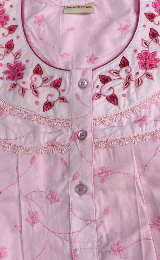 Pink Floral Boutique Cotton Nighty . Pure Durable Cotton | Laces and Frills - Laces and Frills