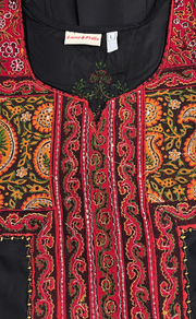 Black Bhopali Embroidery Soft Cotton Nighty. Soft Breathable Fabric | Laces and Frills - Laces and Frills