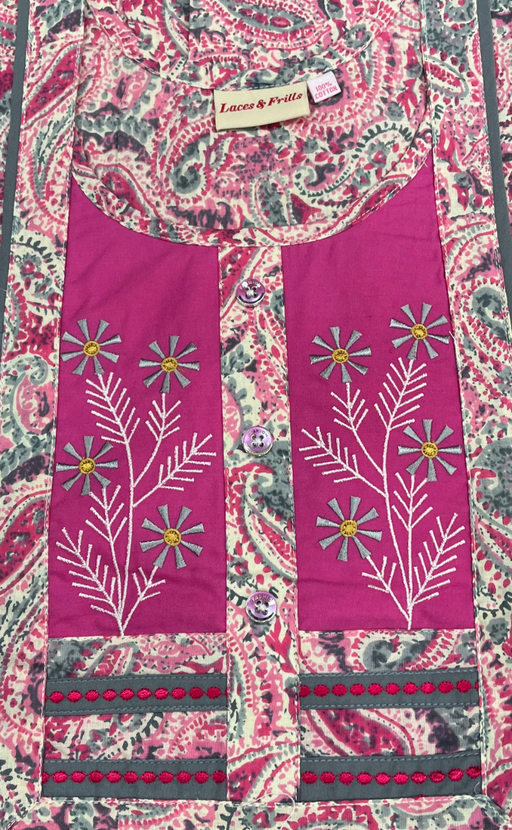 Pink Paisley Print Pure Cotton Nighty. Pure Durable Cotton | Laces and Frills - Laces and Frills