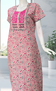 Pink Paisley Print Pure Cotton Nighty. Pure Durable Cotton | Laces and Frills - Laces and Frills