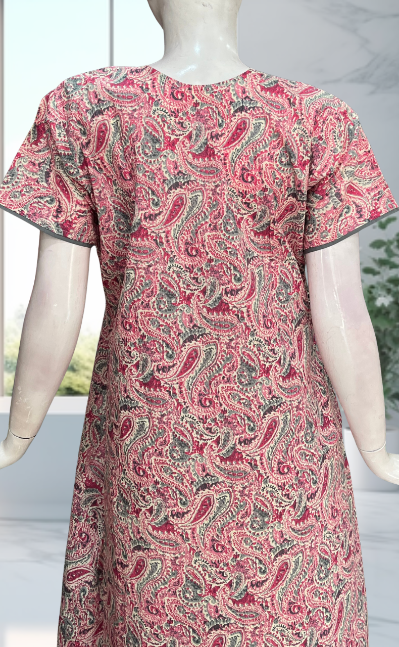 Pink Paisley Print Pure Cotton Nighty. Pure Durable Cotton | Laces and Frills - Laces and Frills
