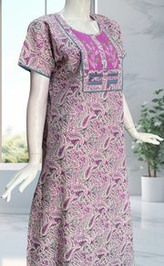 Purple Paisley Print Pure Cotton Nighty. Pure Durable Cotton | Laces and Frills - Laces and Frills