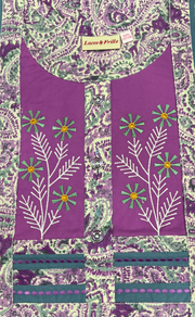 Purple Paisley Print Pure Cotton Nighty. Pure Durable Cotton | Laces and Frills - Laces and Frills