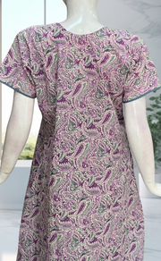Purple Paisley Print Pure Cotton Nighty. Pure Durable Cotton | Laces and Frills - Laces and Frills