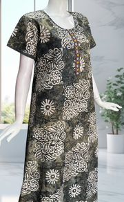 Grey Batik Pure Cotton Nighty. Pure Durable Cotton | Laces and Frills - Laces and Frills
