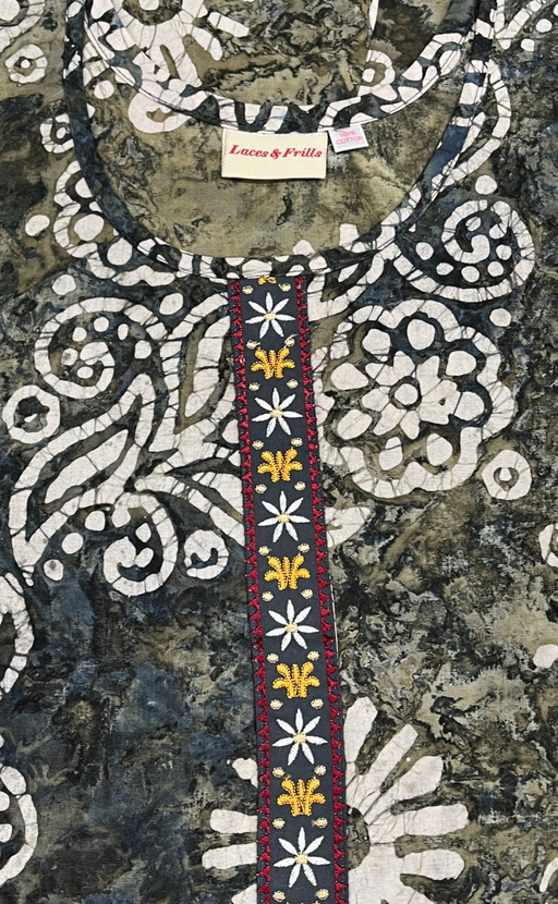 Grey Batik Pure Cotton Nighty. Pure Durable Cotton | Laces and Frills - Laces and Frills