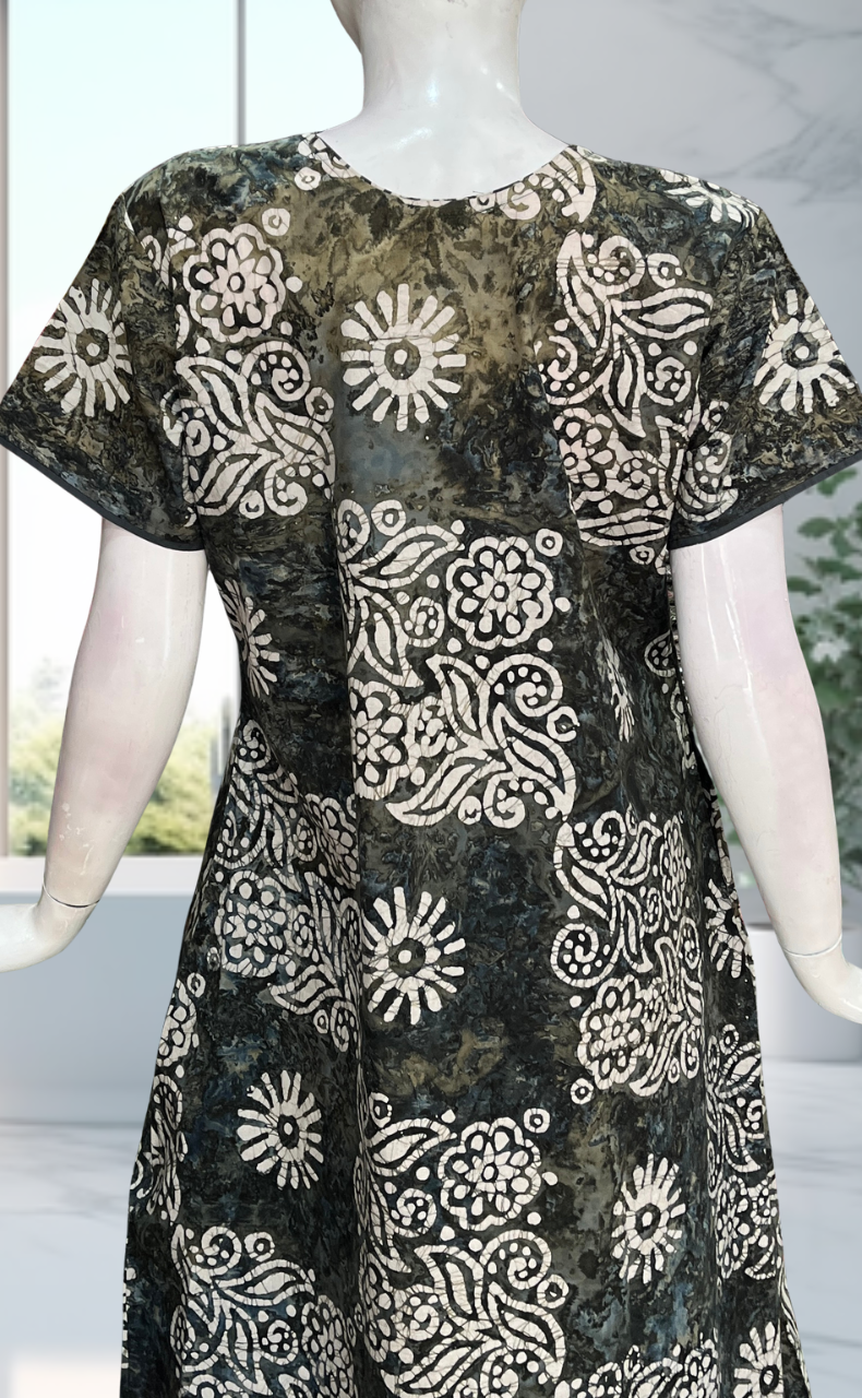 Grey Batik Pure Cotton Nighty. Pure Durable Cotton | Laces and Frills - Laces and Frills