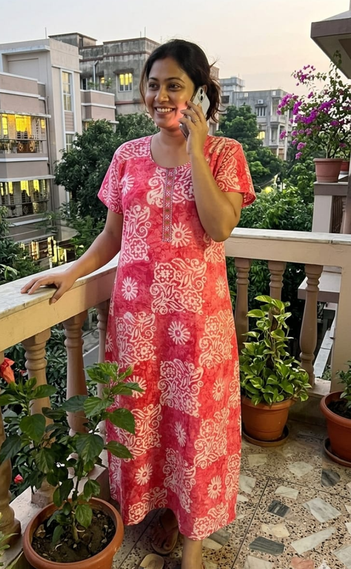 Pink Batik Pure Cotton Nighty. Pure Durable Cotton | Laces and Frills - Laces and Frills
