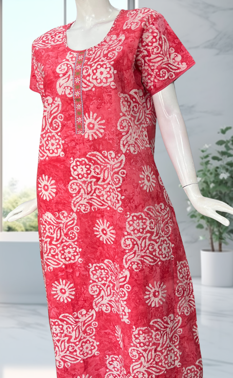Pink Batik Pure Cotton Nighty. Pure Durable Cotton | Laces and Frills - Laces and Frills