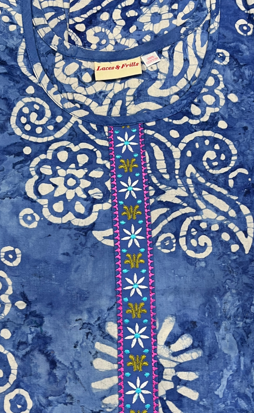 Blue Batik Pure Cotton Nighty. Pure Durable Cotton | Laces and Frills - Laces and Frills