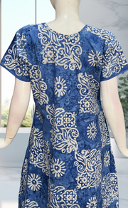 Blue Batik Pure Cotton Nighty. Pure Durable Cotton | Laces and Frills - Laces and Frills
