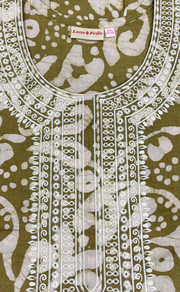 Mehndi Green Batik Pure Cotton Nighty. Pure Durable Cotton | Laces and Frills - Laces and Frills