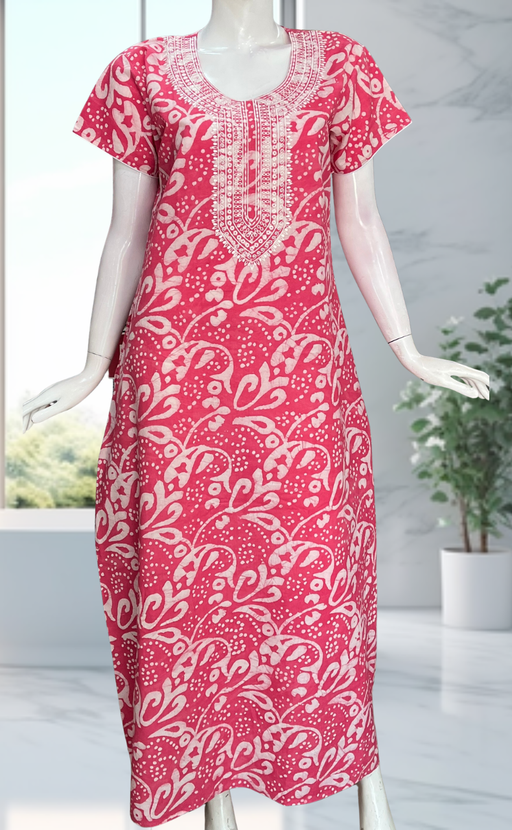 Pink Batik Pure Cotton Nighty. Pure Durable Cotton | Laces and Frills - Laces and Frills