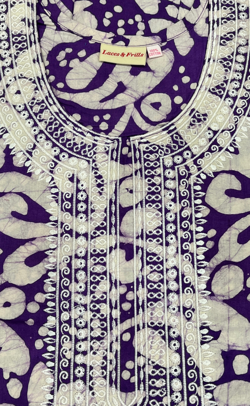 Violet Batik Pure Cotton Nighty. Pure Durable Cotton | Laces and Frills - Laces and Frills