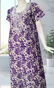 Violet Batik Pure Cotton Nighty. Pure Durable Cotton | Laces and Frills - Laces and Frills