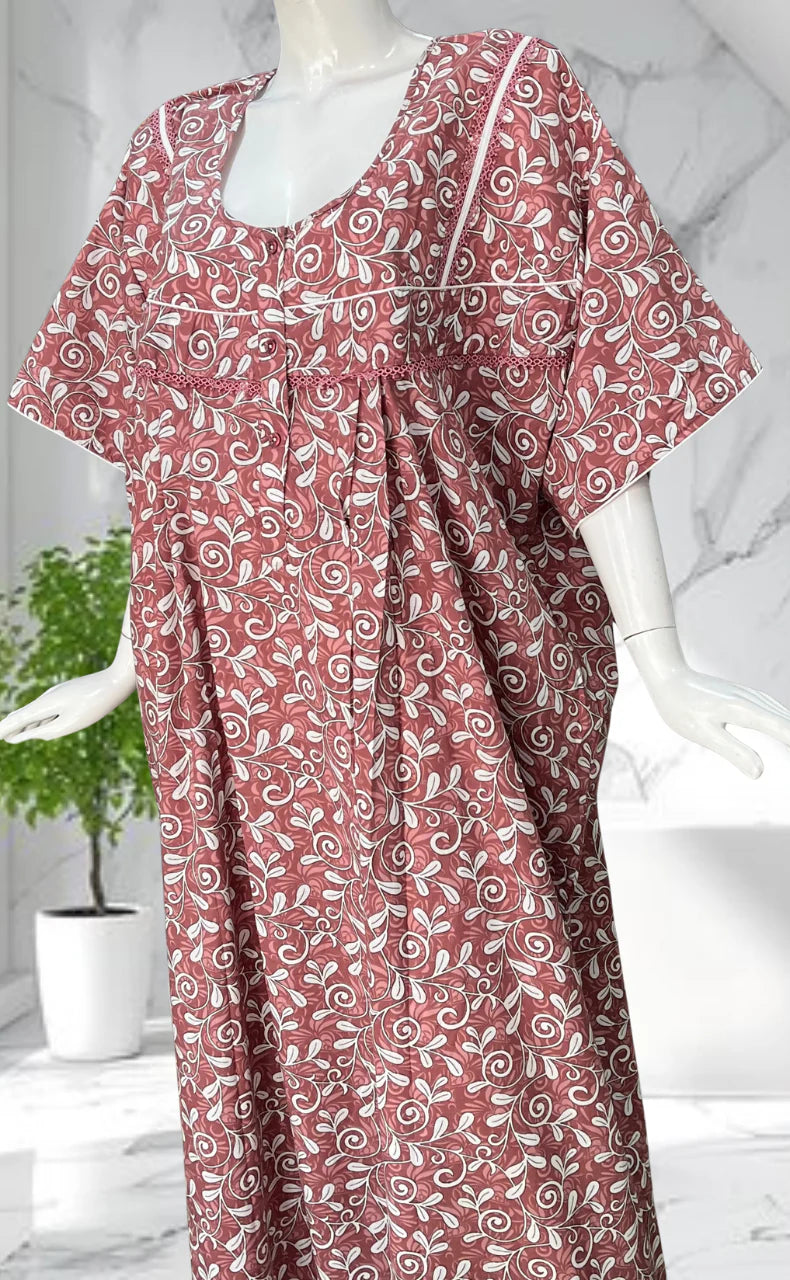 Peach Garden Soft Cotton Nighty. Soft Breathable Fabric | Laces and Frills - Laces and Frills