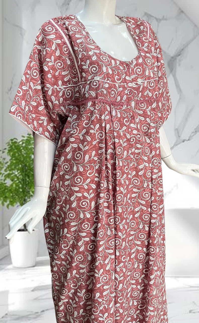 Peach Garden Soft Cotton Nighty. Soft Breathable Fabric | Laces and Frills - Laces and Frills