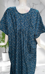 Teal Blue Garden Soft Cotton Nighty. Soft Breathable Fabric | Laces and Frills - Laces and Frills