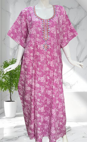 Pink Garden Soft Cotton Nighty. Soft Breathable Fabric | Laces and Frills - Laces and Frills