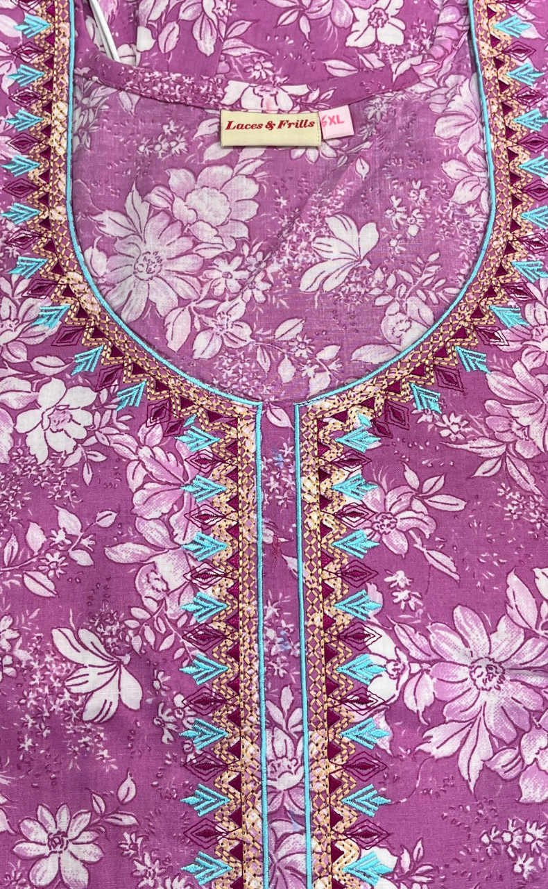 Pink Garden Soft Cotton Nighty. Soft Breathable Fabric | Laces and Frills - Laces and Frills