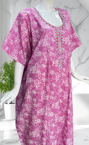 Pink Garden Soft Cotton Nighty. Soft Breathable Fabric | Laces and Frills - Laces and Frills