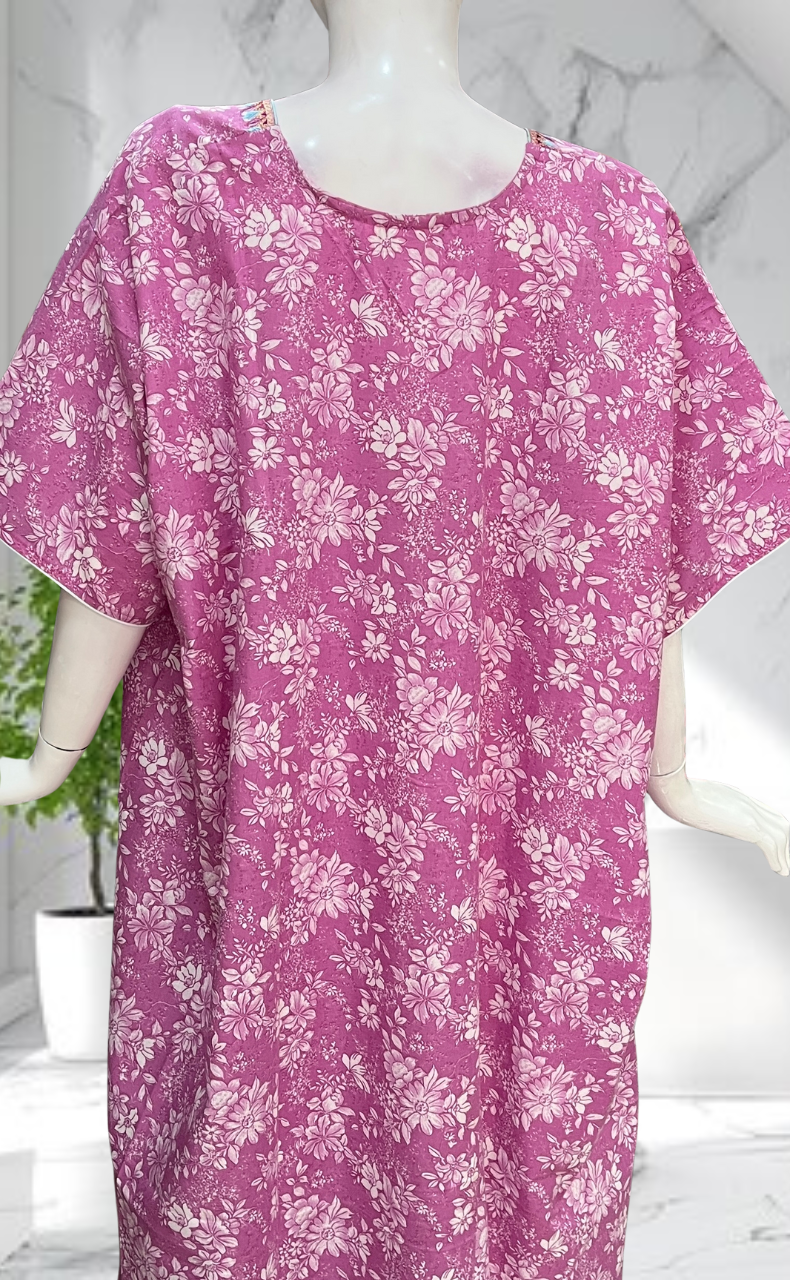 Pink Garden Soft Cotton Nighty. Soft Breathable Fabric | Laces and Frills - Laces and Frills