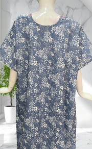 Blue Garden Soft Cotton Nighty. Soft Breathable Fabric | Laces and Frills - Laces and Frills