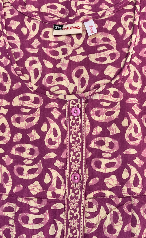 Purple Paisley Print Full Open Pure Cotton Nighty. Pure Cotton | Laces and Frills - Laces and Frills