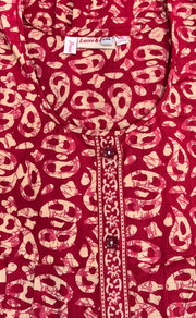 Red Paisley Print Full Open Pure Cotton Nighty. Pure Cotton | Laces and Frills - Laces and Frills