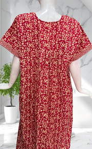 Red Paisley Print Full Open Pure Cotton Nighty. Pure Cotton | Laces and Frills - Laces and Frills