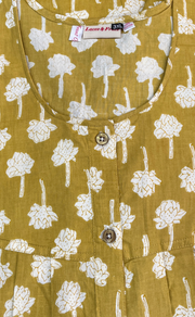 Yellow Floral Full Open Pure Cotton Nighty. Pure Cotton | Laces and Frills - Laces and Frills