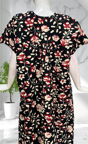 Black Garden Full Open Pure Cotton Nighty. Pure Cotton | Laces and Frills - Laces and Frills