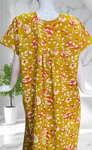 Yellow Garden Full Open Pure Cotton Nighty. Pure Cotton | Laces and Frills - Laces and Frills