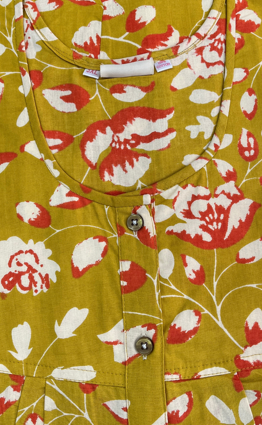 Yellow Garden Full Open Pure Cotton Nighty. Pure Cotton | Laces and Frills - Laces and Frills