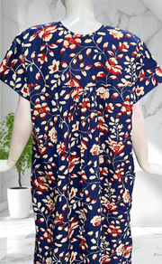 Blue Garden Full Open Pure Cotton Nighty. Pure Cotton | Laces and Frills - Laces and Frills