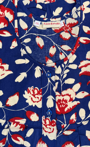 Blue Garden Full Open Pure Cotton Nighty. Pure Cotton | Laces and Frills - Laces and Frills