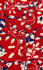 Red Garden Full Open Pure Cotton Nighty. Pure Cotton | Laces and Frills - Laces and Frills