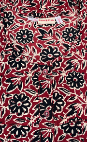 Maroon Garden Full Open Pure Cotton Nighty. Pure Cotton | Laces and Frills - Laces and Frills