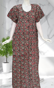 Black Garden Full Open Pure Cotton Nighty. Pure Cotton | Laces and Frills - Laces and Frills