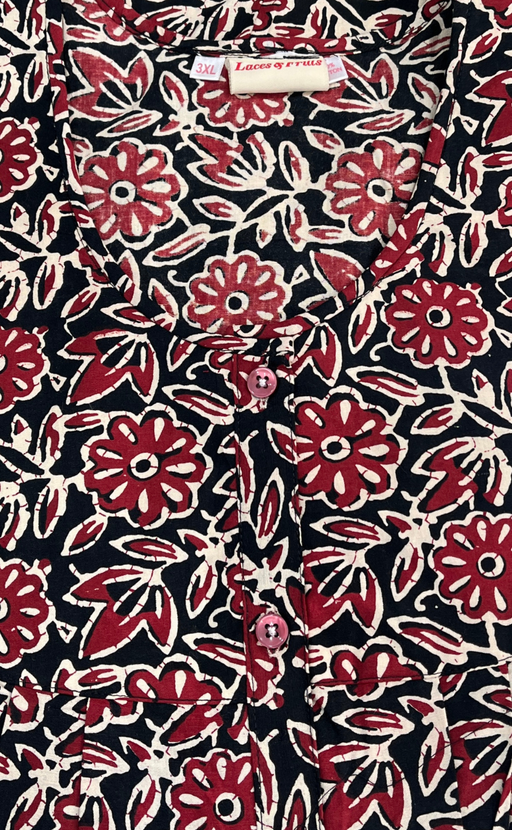 Black Garden Full Open Pure Cotton Nighty. Pure Cotton | Laces and Frills - Laces and Frills